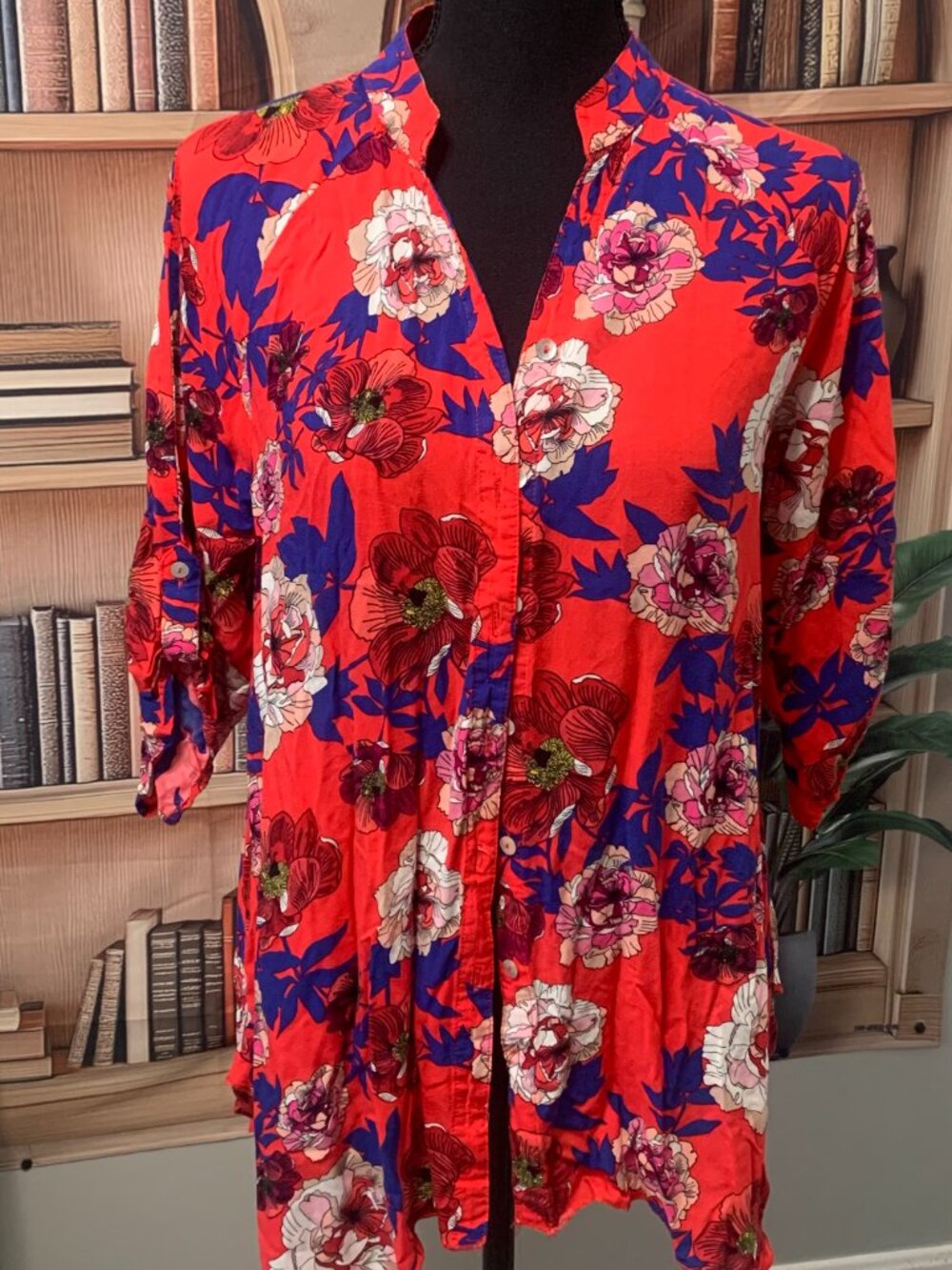 Red Floral Blouse by Grand & Green